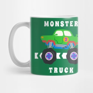 Vector illustration of monster truck with cartoon style. Mug